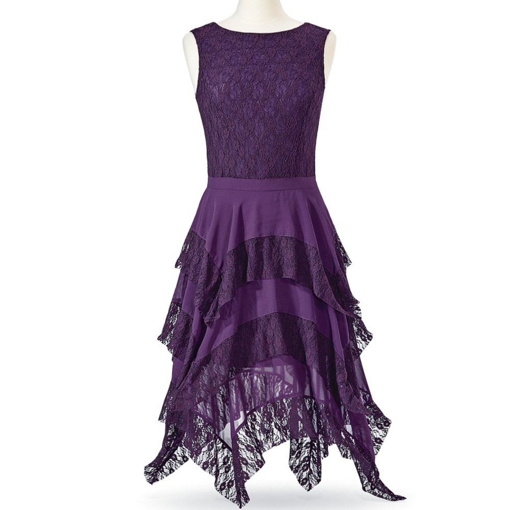 laced chiffon dress - Picture 2 of 5